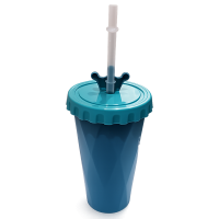 Plastic Glass WIth Cap & Straw