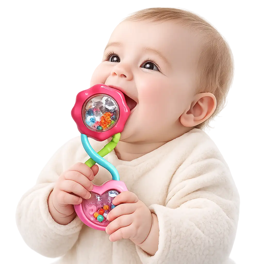 Bright Starts Baby Rattle Pink Heart Flower Mutlicolored Beads