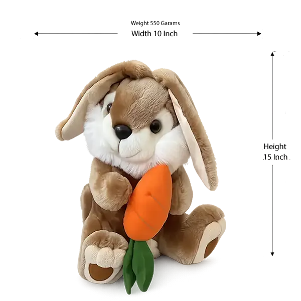 Large Brown Plush Bunny With a Carrot