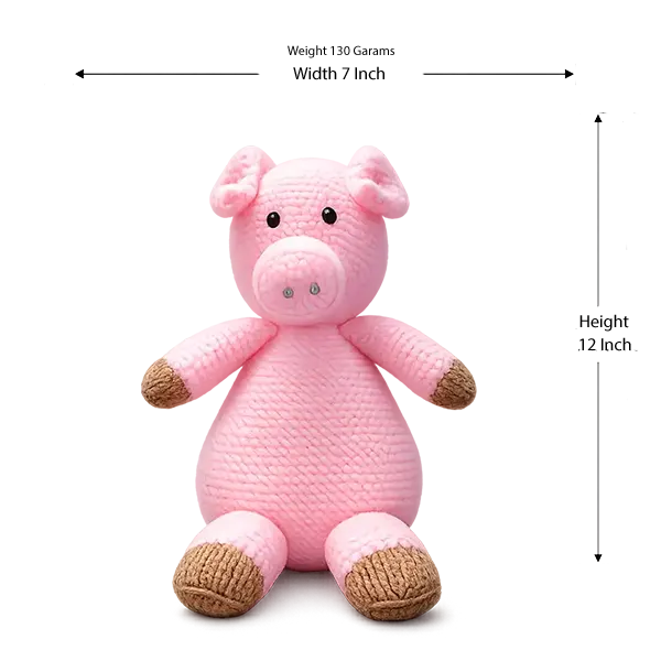 Hand knitted farm animal toy