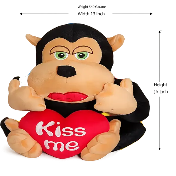 Kiss Me Monkey Sweet Heart Red Lips NWT Valentine Sugar Loaf Plush