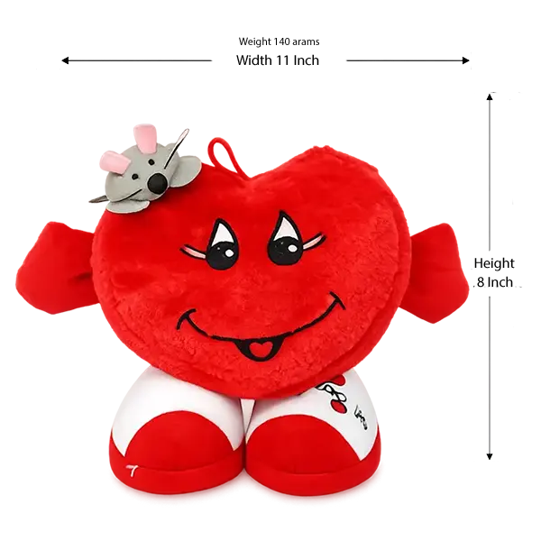 Smiley Red Heart Stuffed Plush Animal Toy
