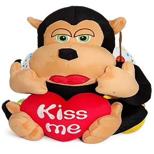 Kiss Me Monkey Sweet Heart Red Lips NWT Valentine Sugar Loaf Plush