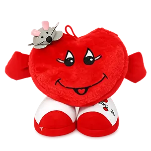 Smiley Red Heart Stuffed Plush Animal Toy