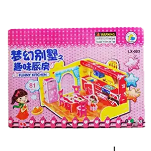 3D DIY Puzzle House Assembling Model - Toy Pink House