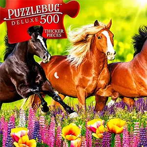 Horses Galloping In Meadow Jigsaw Puzzle