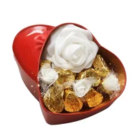 Romantic Roses Flower Gift Box with Chocolates and Tag I LOVE YOU for Valentines Day | Birthday and Anniversary Heart Shaped Gift Box | Chocolate Gift Box