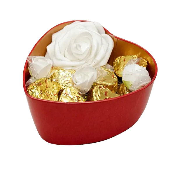 Romantic Roses Flower Gift Box with Chocolates and Tag I LOVE YOU for Valentines Day | Birthday and Anniversary Heart Shaped Gift Box | Chocolate Gift Box