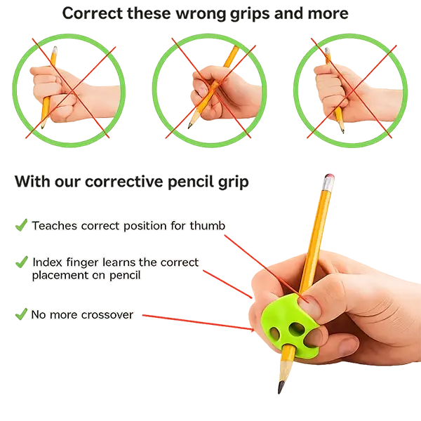 Pencil Grip Children Pencil Holder for Handwriting, Silicon Pen Pencil Writing Aid Grip, Posture Correction Training Tools