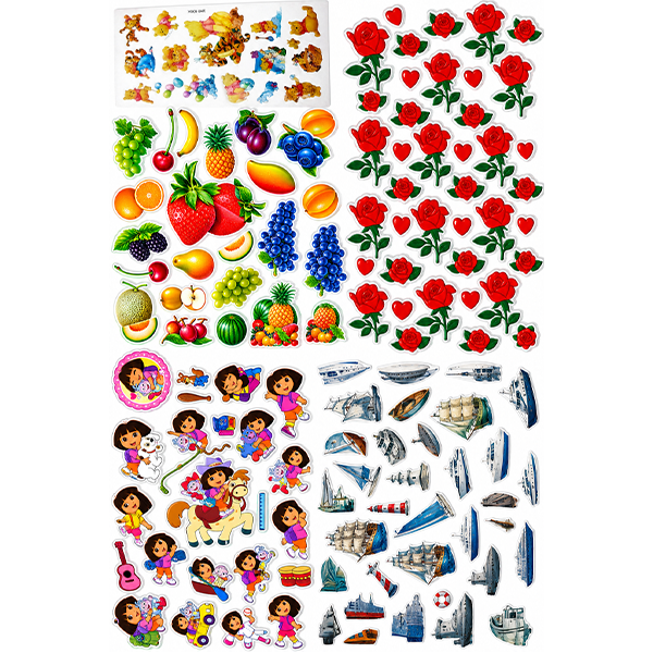 Pack of 10 Sheet Stickers for Kids with Different Varieties Pack Including Flowers, Animals, Barbies