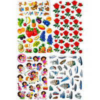 Pack of 10 Sheet Stickers for Kids with Different Varieties Pack Including Flowers, Animals, Barbies