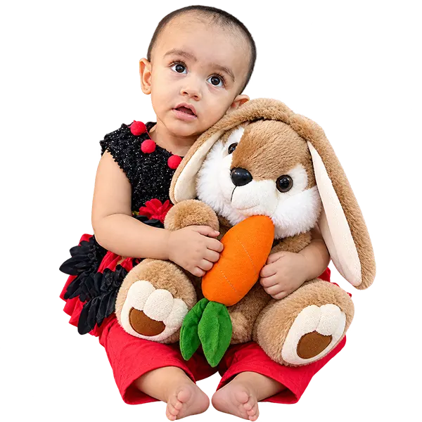 Large Brown Plush Bunny With a Carrot