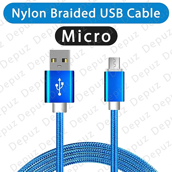 Micro Nylon Braided Usb Data Cable Fast Charging Charger Cable - Sky Blue