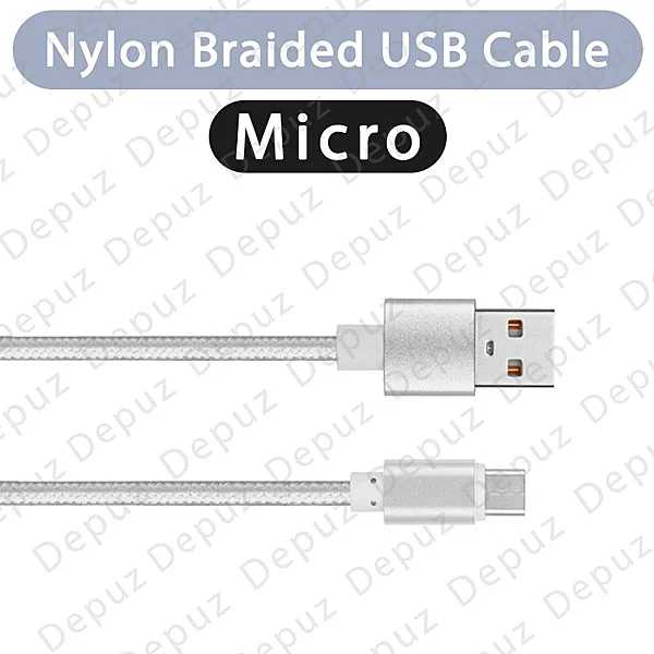 Micro Nylon Braided Usb Data Cable Fast Charging Charger Cable - White