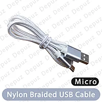 Micro Nylon Braided Usb Data Cable Fast Charging Charger Cable - White
